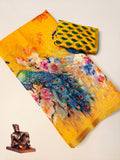 Yellow peacock saree