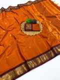 Orange and burgundy saree