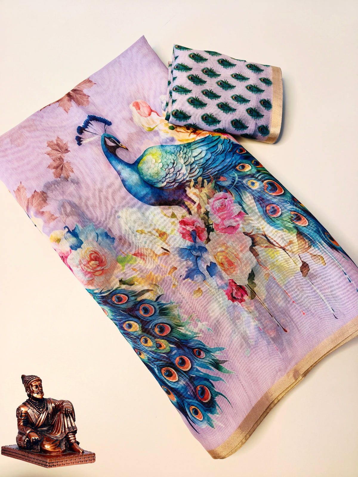 Lilac peacock saree