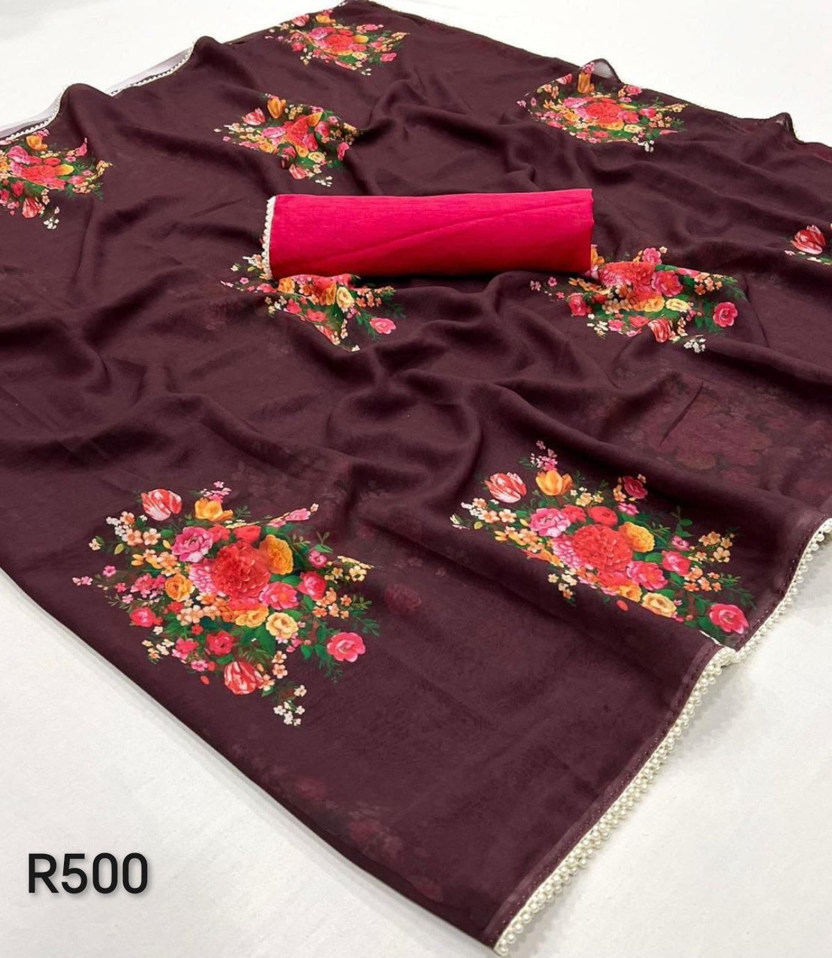Brown and pink sari