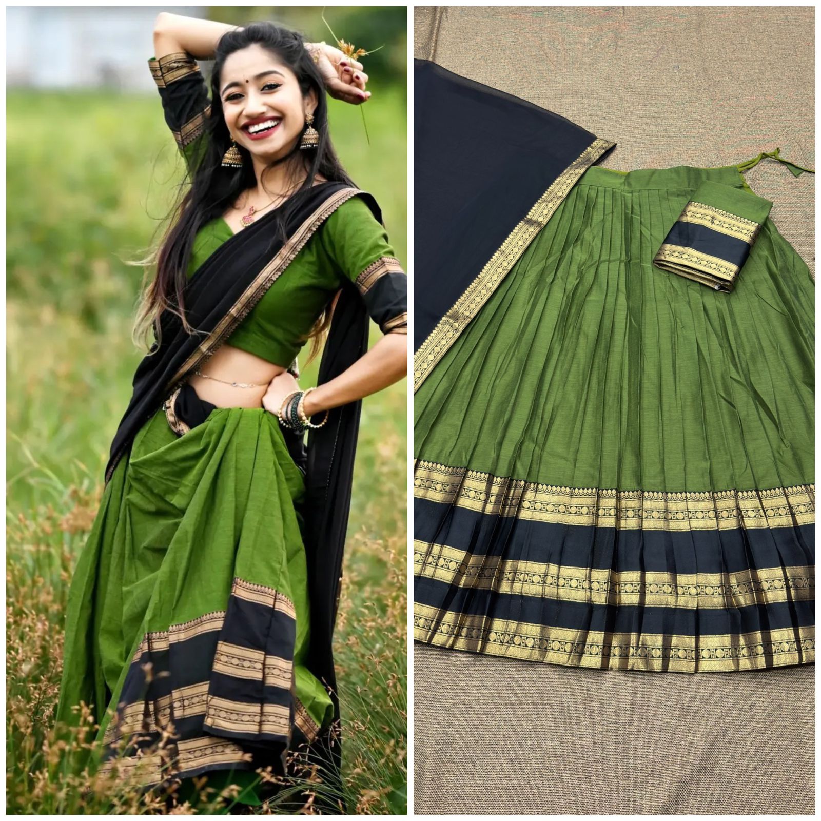 Green and Black lehenga