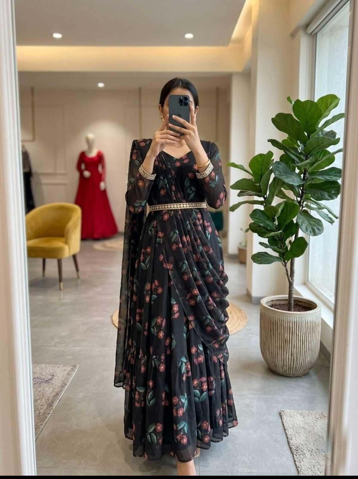 Black saree gown