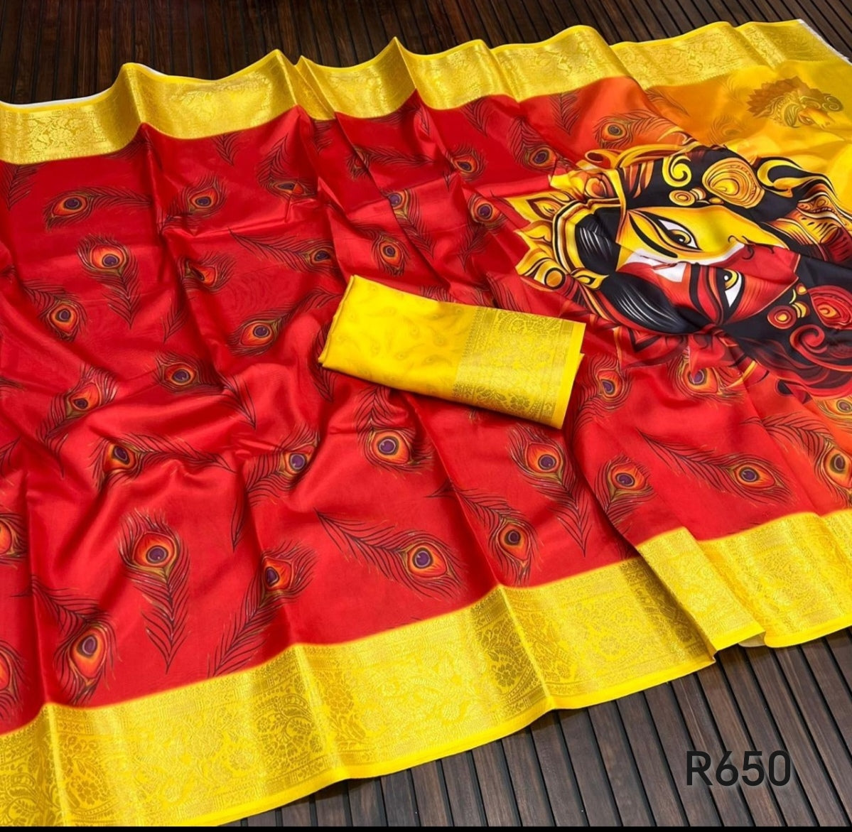 Yellow and red amman saree